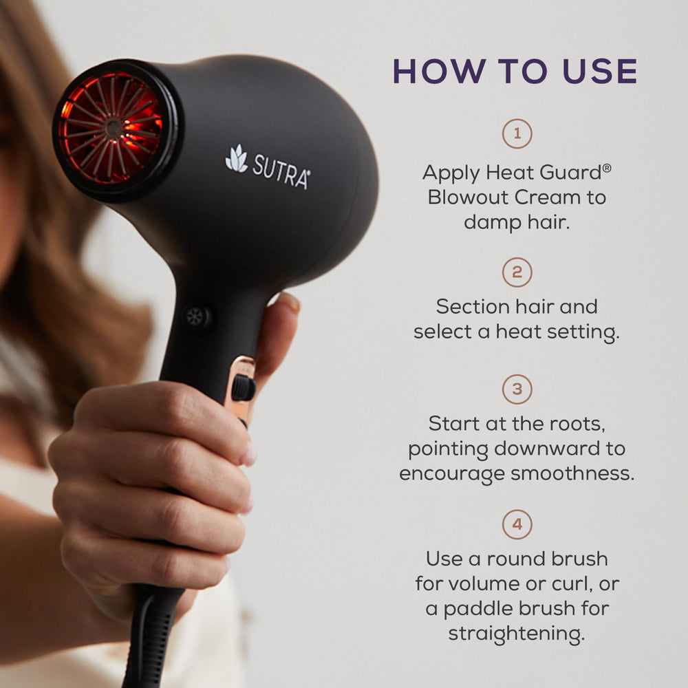 SUTRA Infrared AC Blow Dryer with ionic tech and infrared features showcased