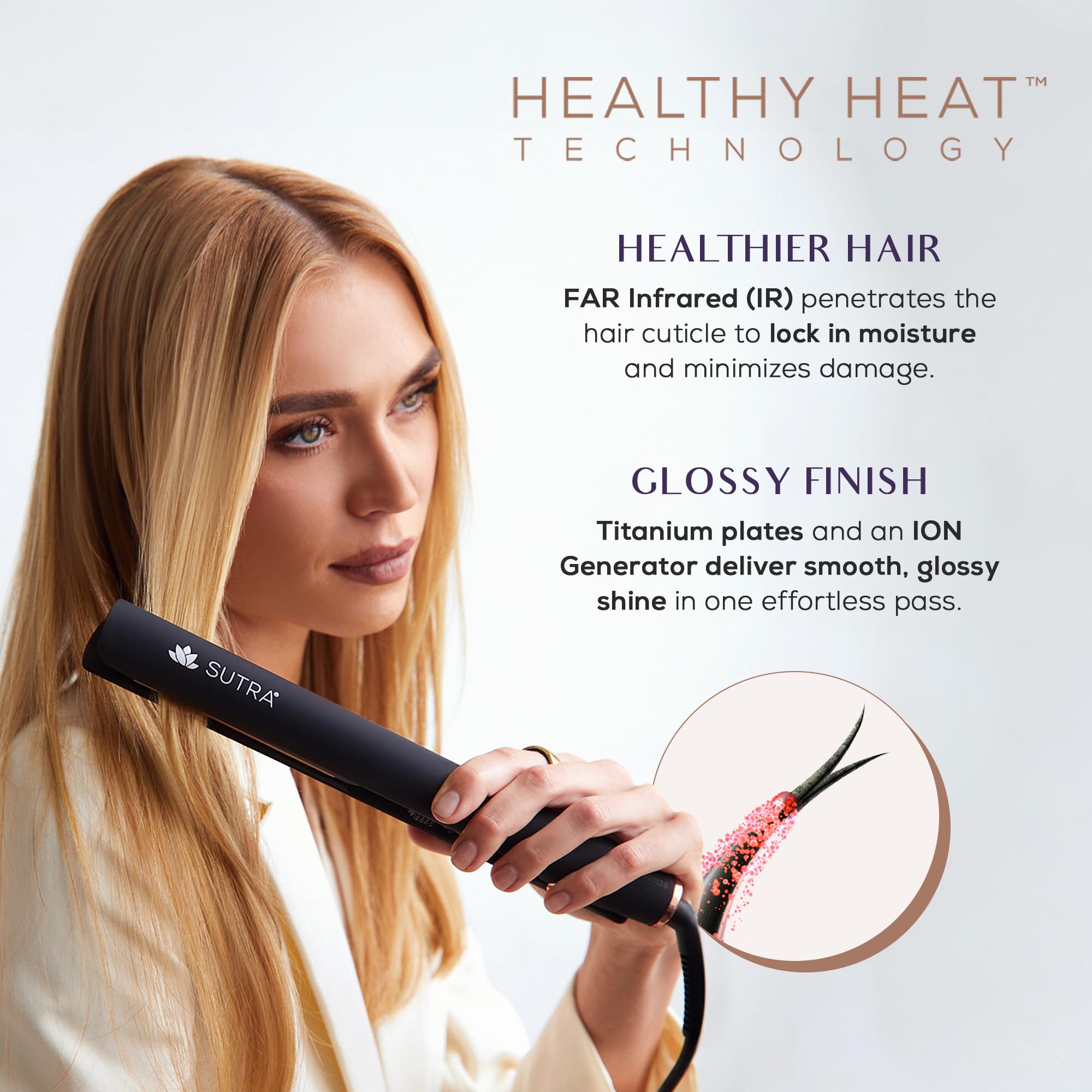 Sutra IR2 highlighting healthy heat technology and hair protection