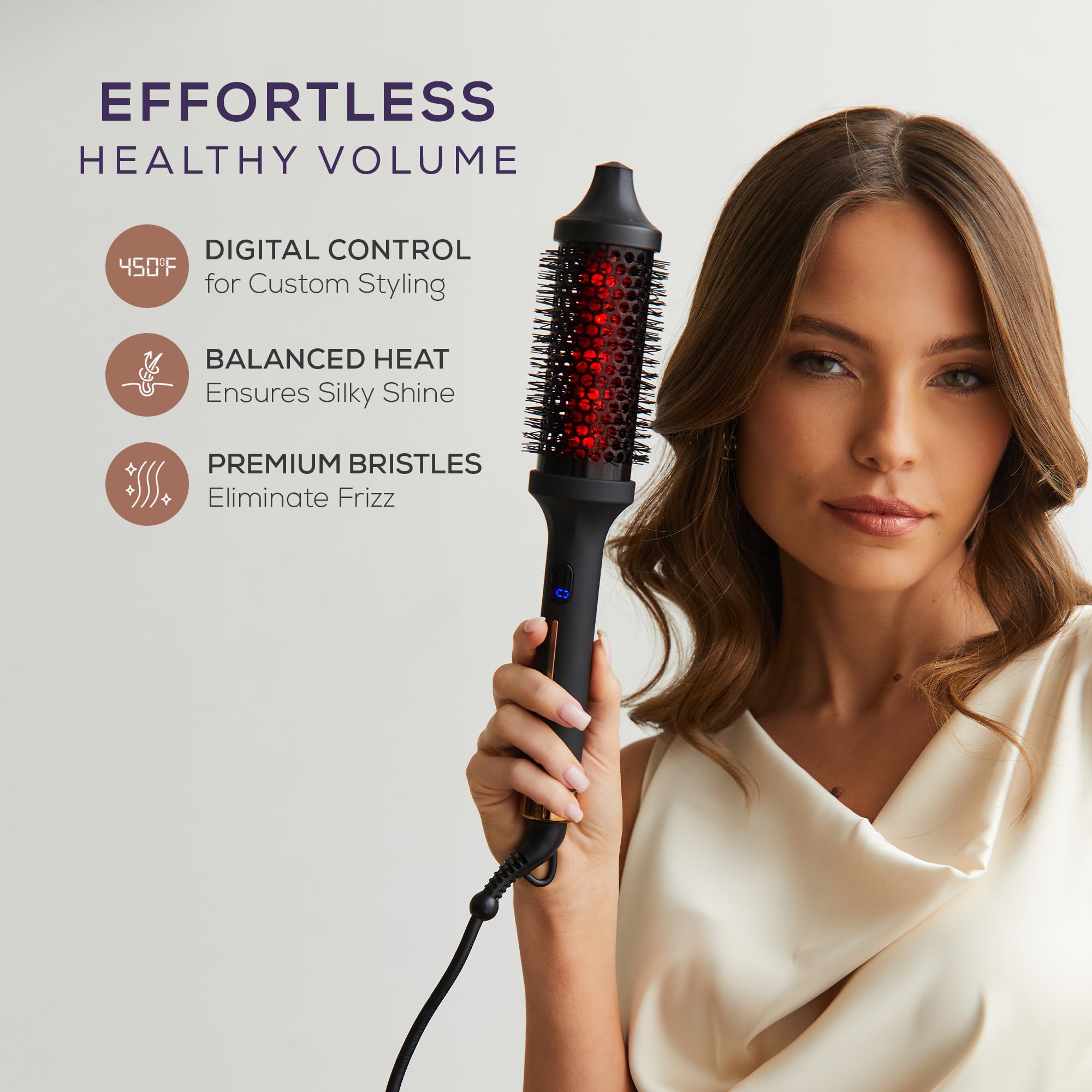 Sutra Thermal Brush tourmaline bristles deliver glide and glossy results during styling sessions.