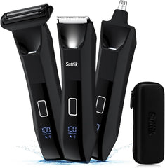Suttik Manscape 3in1 heads assembled for versatile grooming across body, groin, and nose.