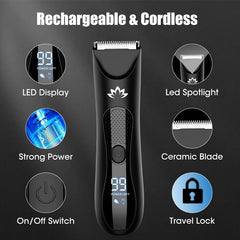 Suttik Manscape LED light close-up reveals detailed grooming areas for accuracy.