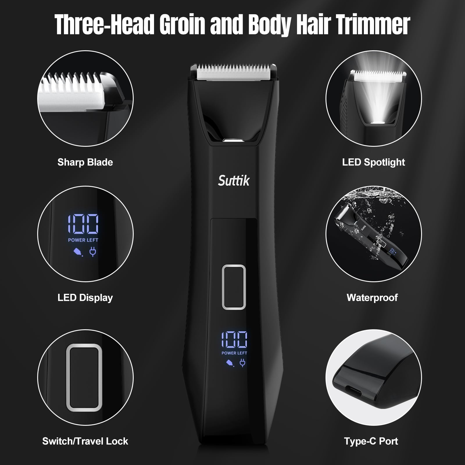 Suttik Manscape soft ceramic blades closeup enabling gentle trimming with reduced irritation.