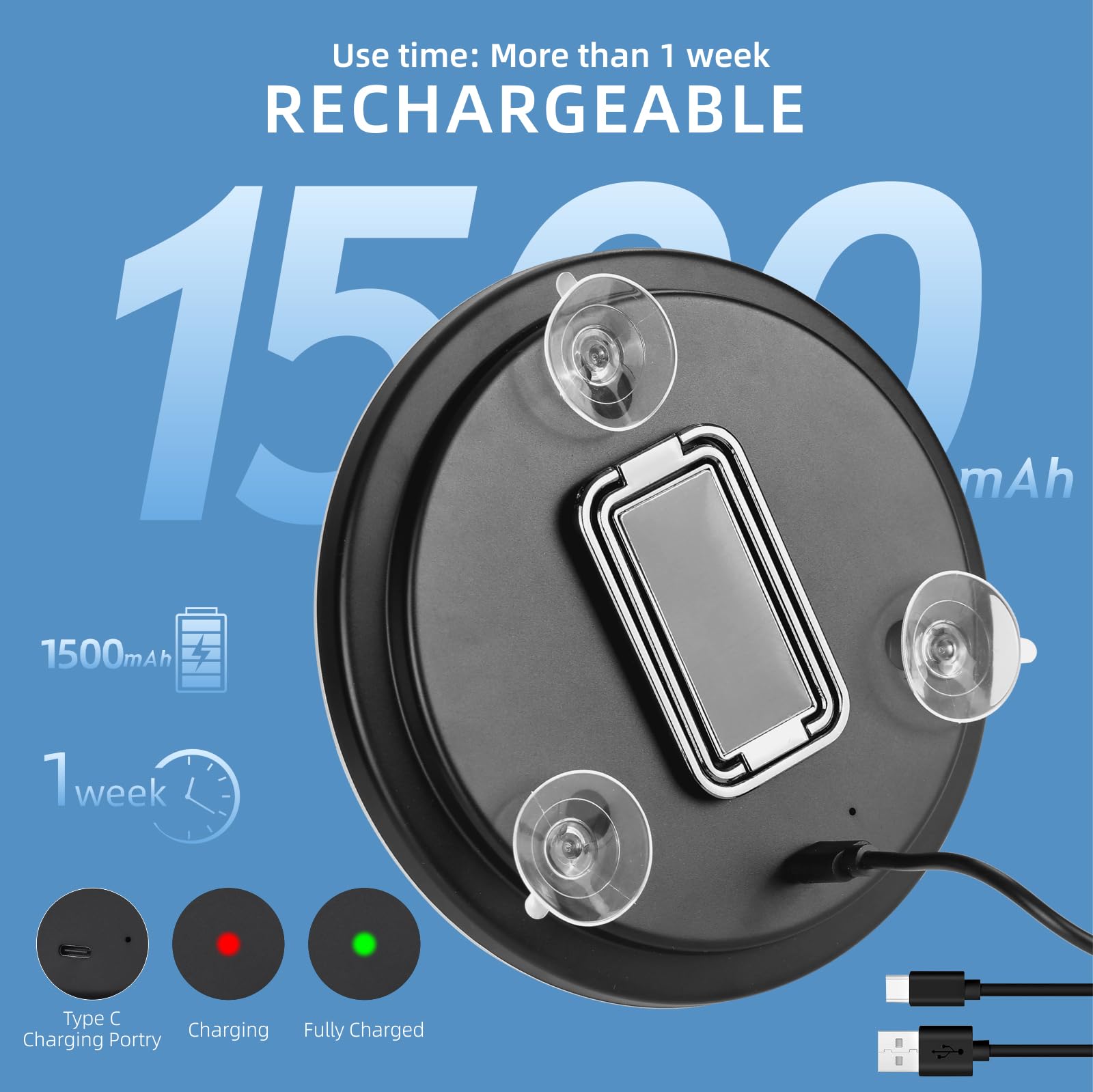 Suupvaor 1500mAh rechargeable battery keeps you powered during travel.