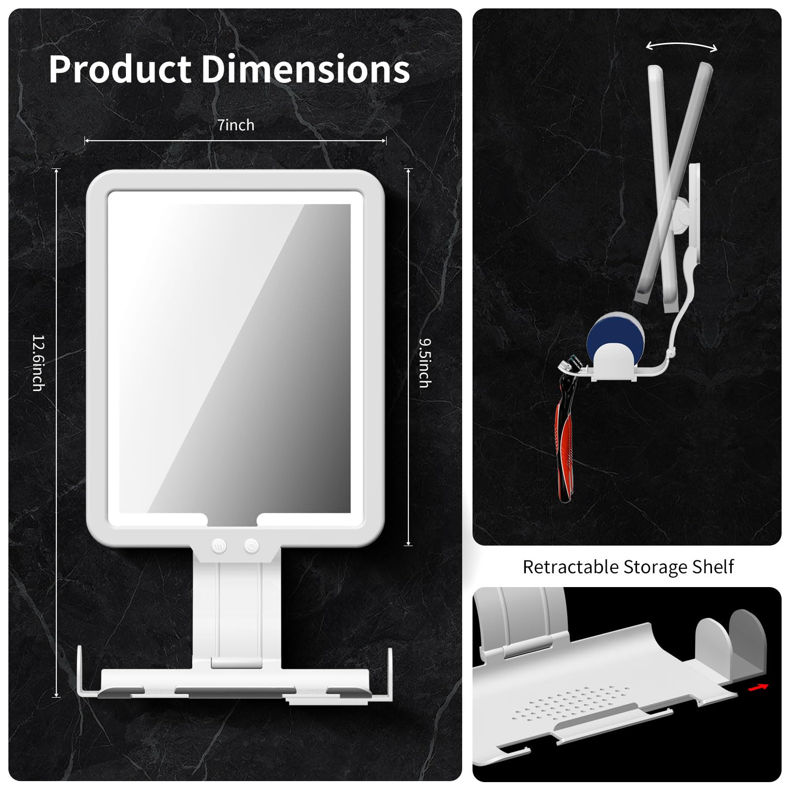 Suupvaor fogless mirror auto-heating prevents mist for quick morning grooming.