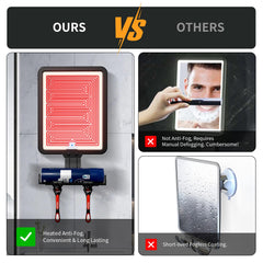 Suupvaor lighted shower mirror tilt-angle enables comfortable shaving from any angle