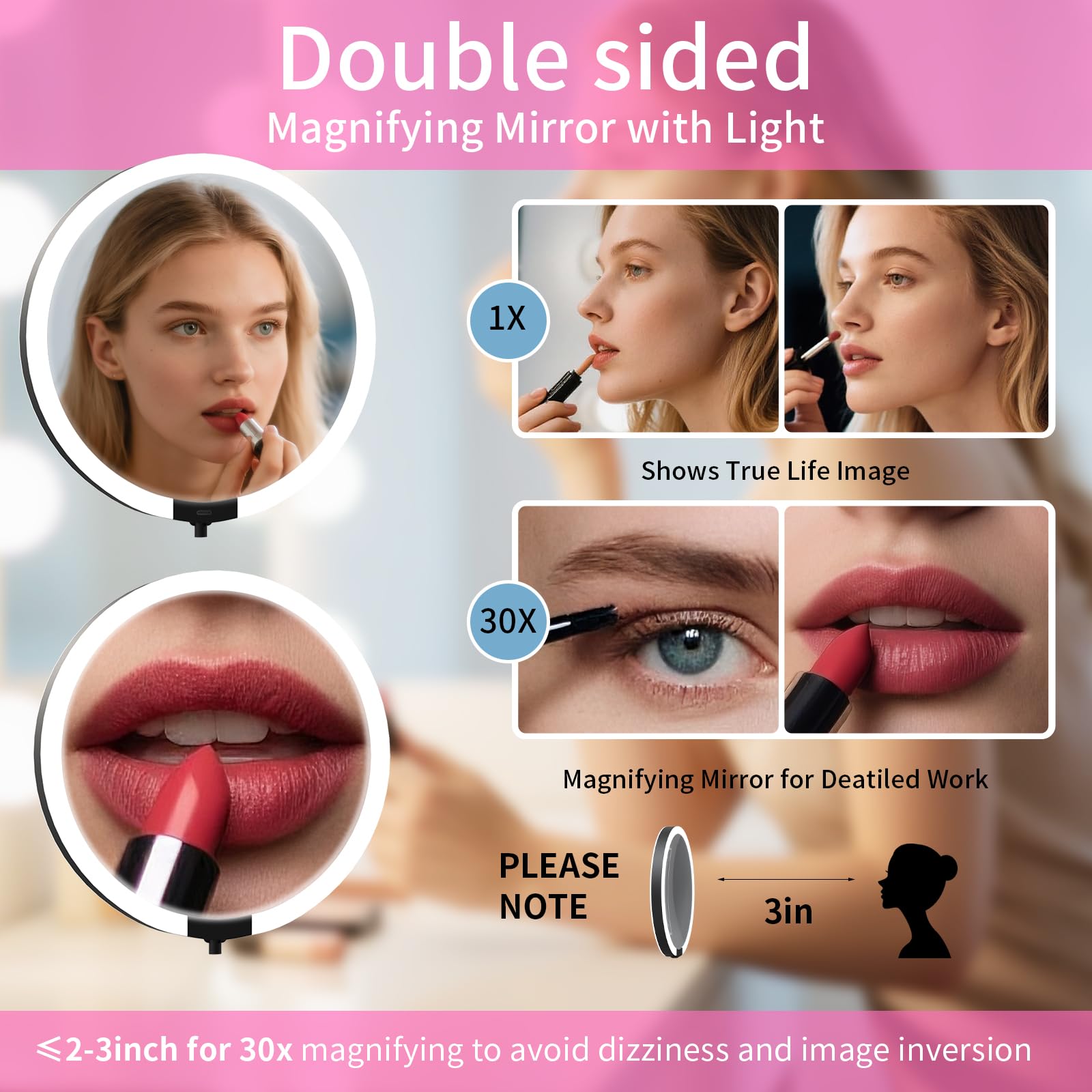 Suupvaor magnifying mirror 1x wide view for full-face makeup.