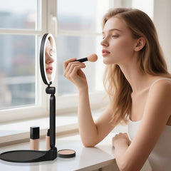 Suupvaor magnifying mirror demonstrates 360° rotation for flexible angle adjustments