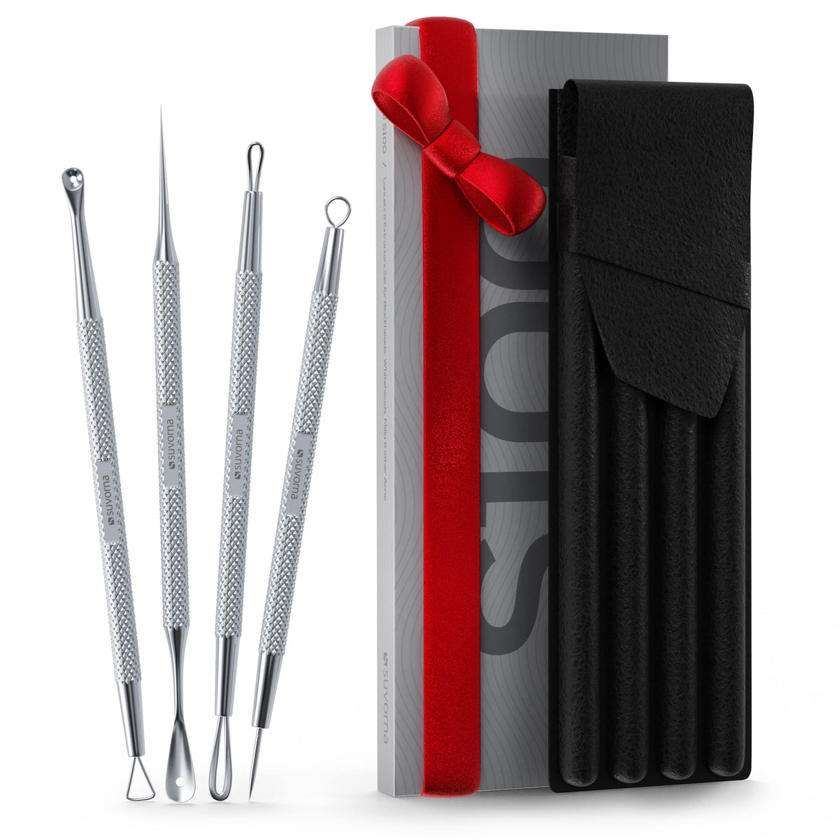 Suvorna pimple popper tool kit front view for precise facial extractions