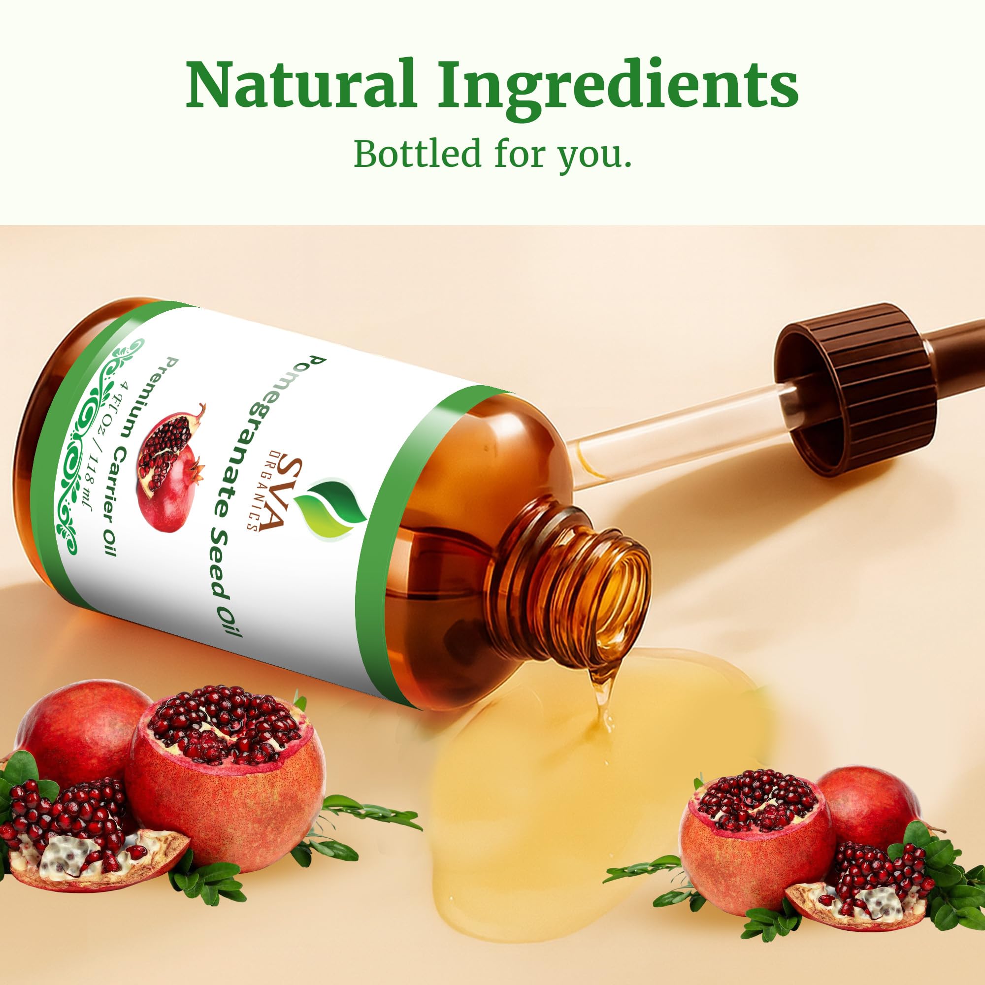 SVA ORGANICS Pomegranate Seed Oil packaging underlines sustainability and dropper convenience