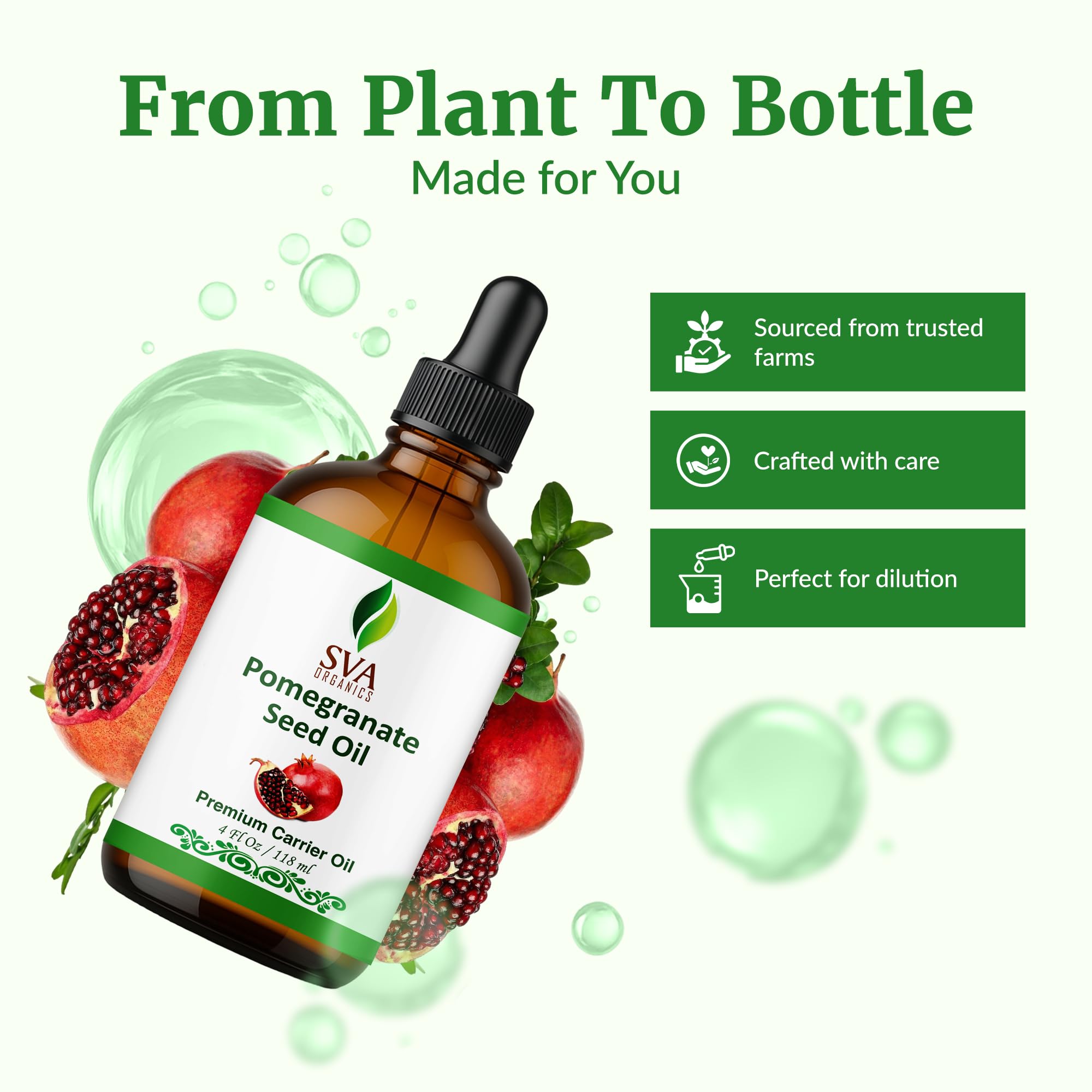 SVA ORGANICS Pomegranate Seed Oil pour closeup showing natural texture for massage