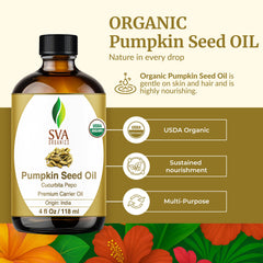 SVA ORGANICS pumpkin seed oil dropper pouring for scalp massage and hair nourishment