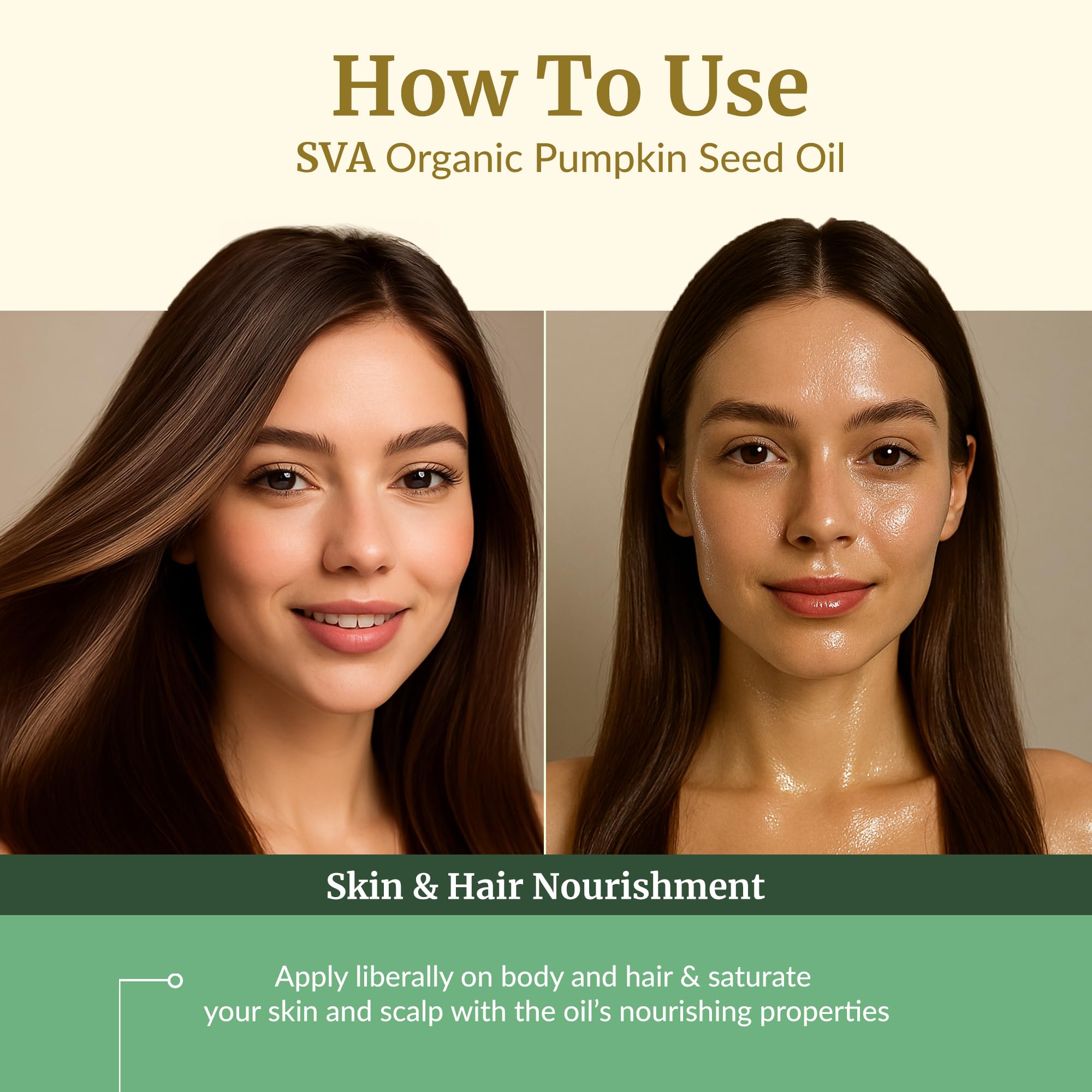 SVA ORGANICS pumpkin seed oil face skincare usage emphasizing daily moisture
