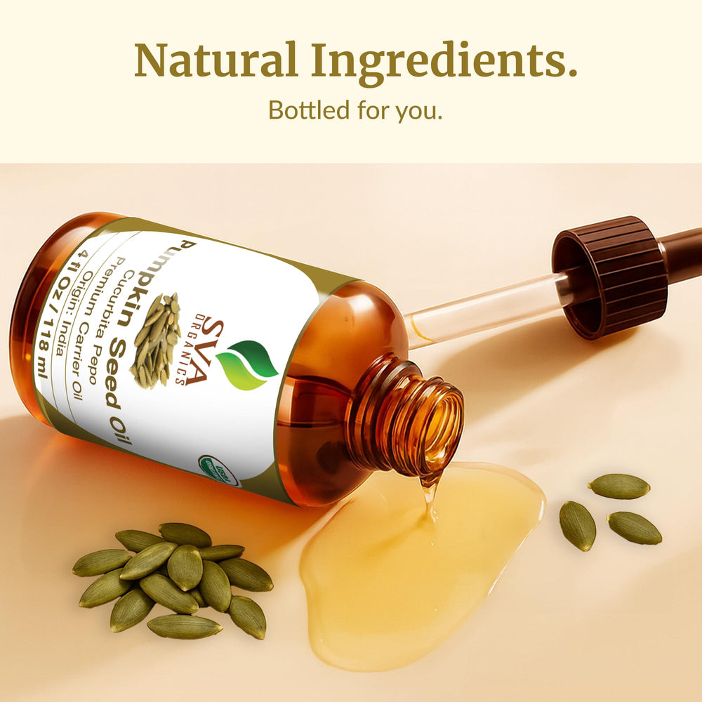 SVA ORGANICS pumpkin seed oil packaging with dropper ready for use