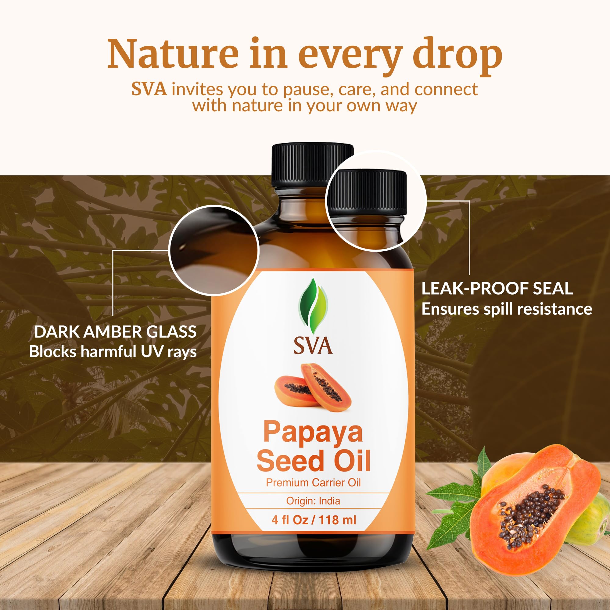 SVA Papaya Seed Oil used overnight for deeper absorption and softness