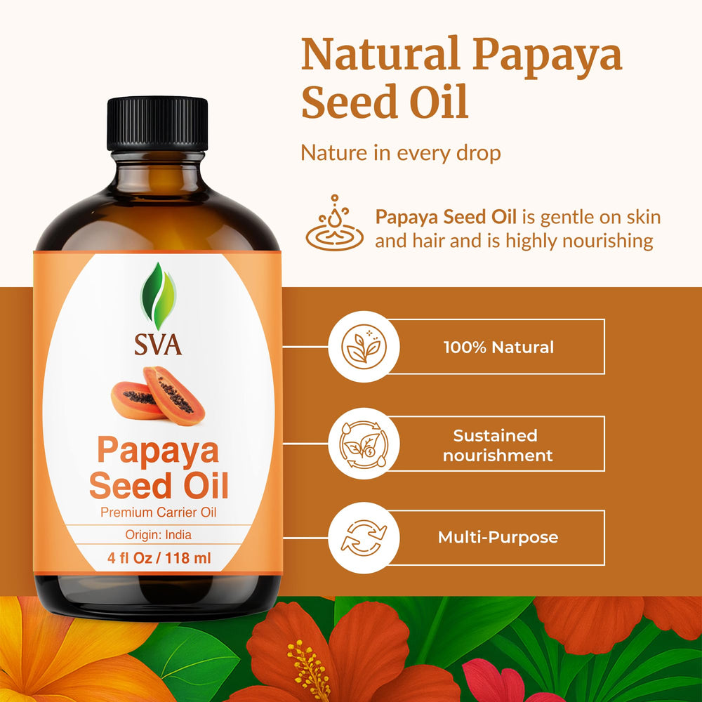 SVA Papaya Seed Oil on palm ready for quick scalp or skin massage