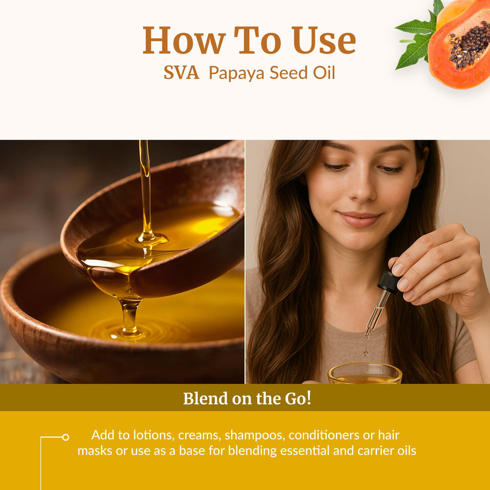 SVA Papaya Seed Oil mixed with shampoo for enhanced hair care