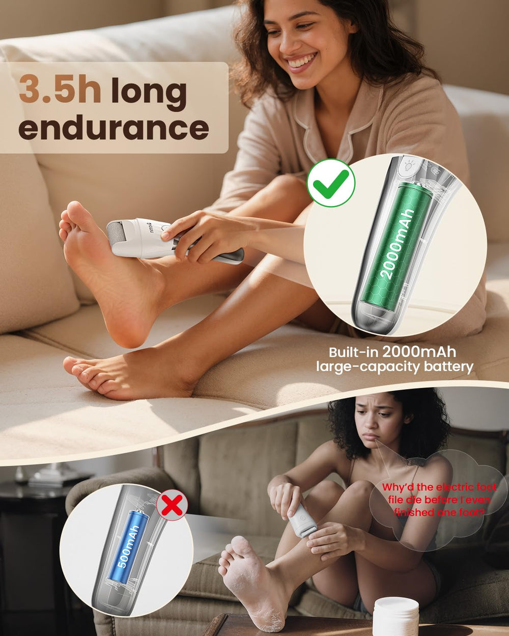 SVEMIN dual speed control for gentle to tough skin removal