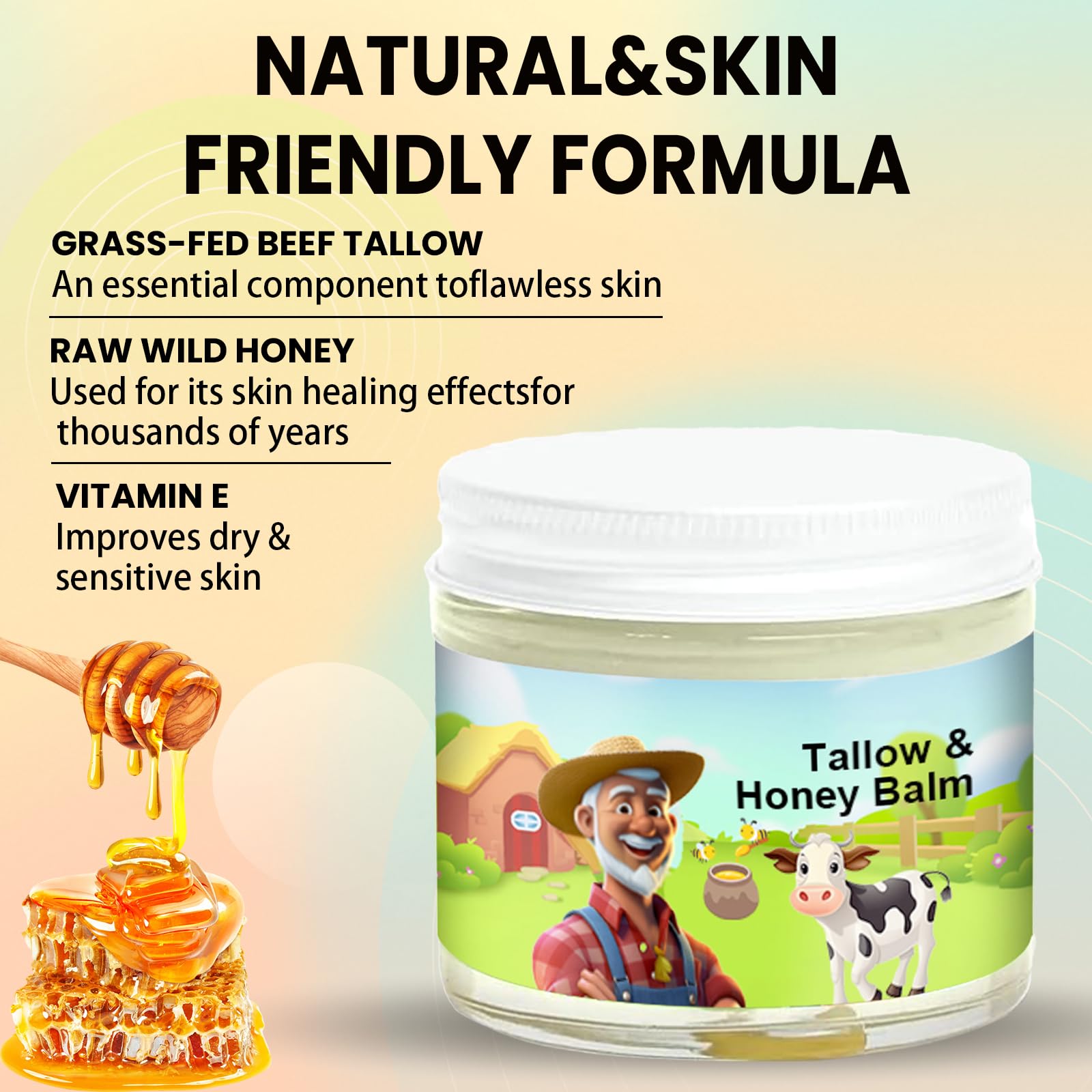 SVPMECN Tallow And Honey Balm ingredients feature beef tallow and honey, antioxidant-rich.