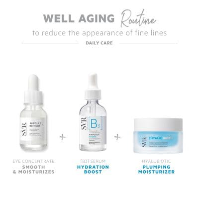 SVR B3 bottle in daily skincare routine setup suggesting hydration and barrier care.