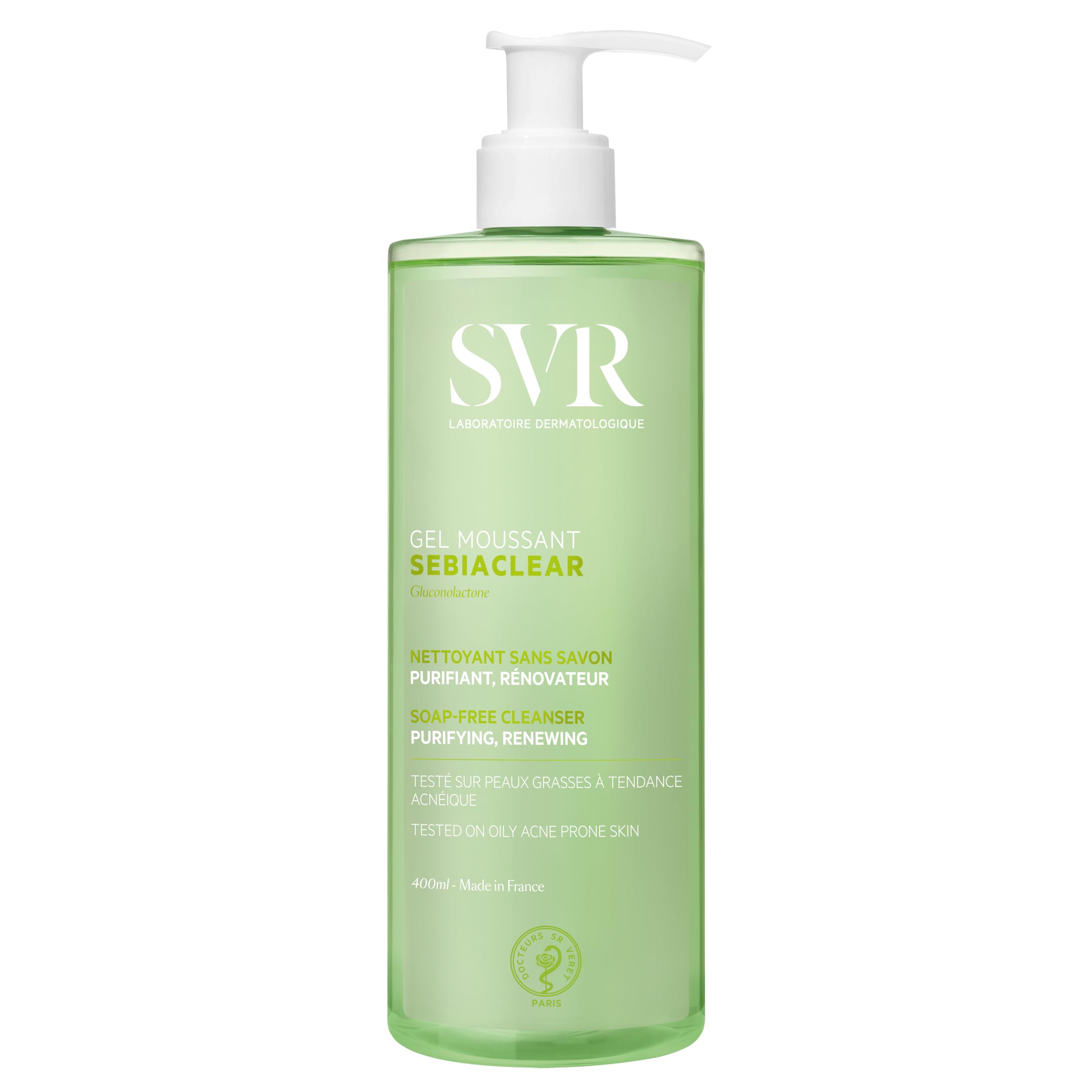 SVR Sebiaclear face and body cleanser foam purifies oily skin without drying.