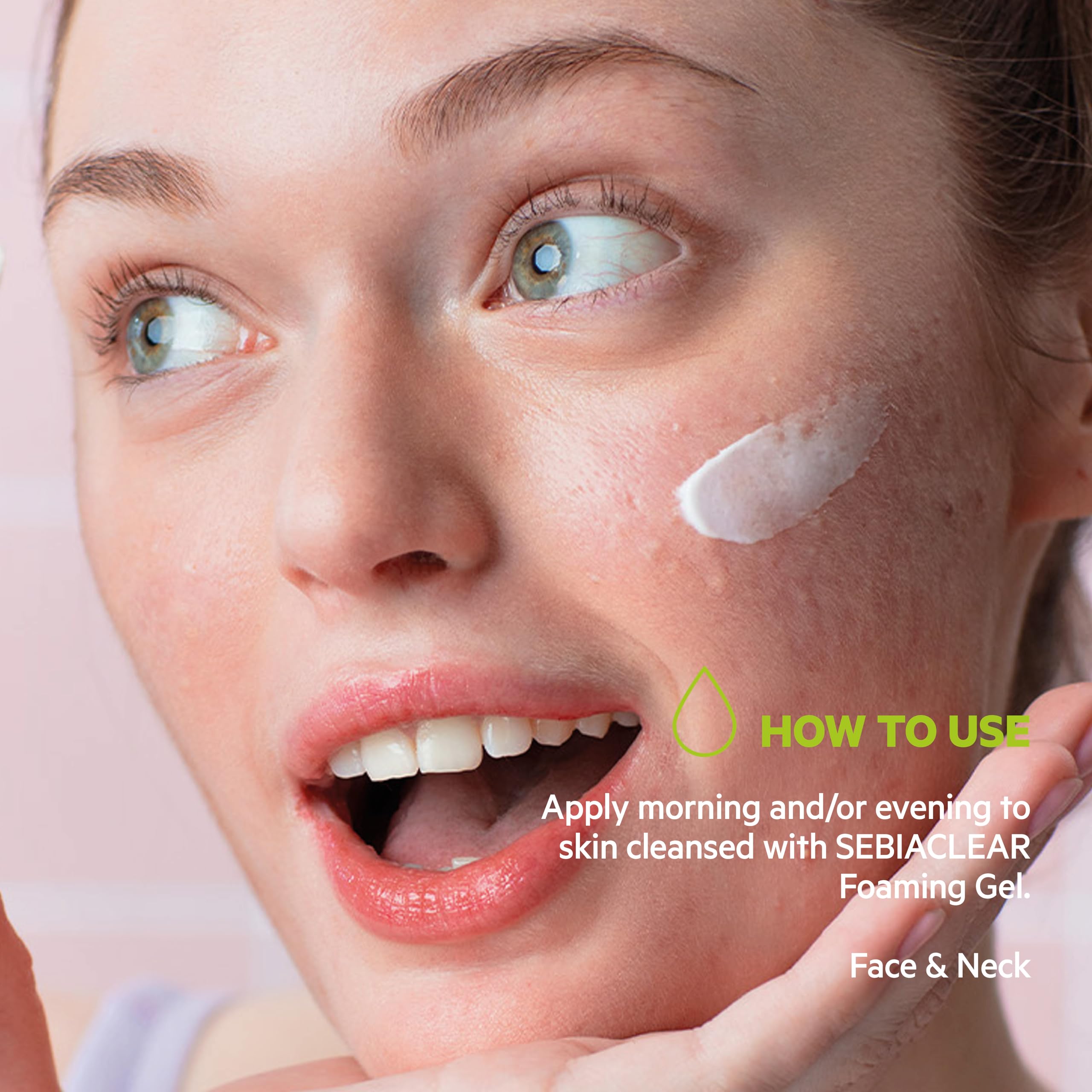 SVR Sebiaclear Moisturizing Face Cream application-close illustrating simple daily routine.
