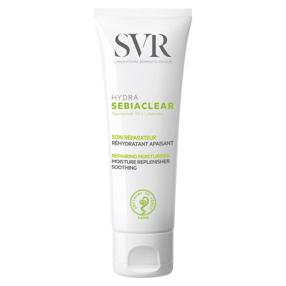 SVR Sebiaclear Moisturizing Face Cream bottle for daily hydration on oily sensitive skin.