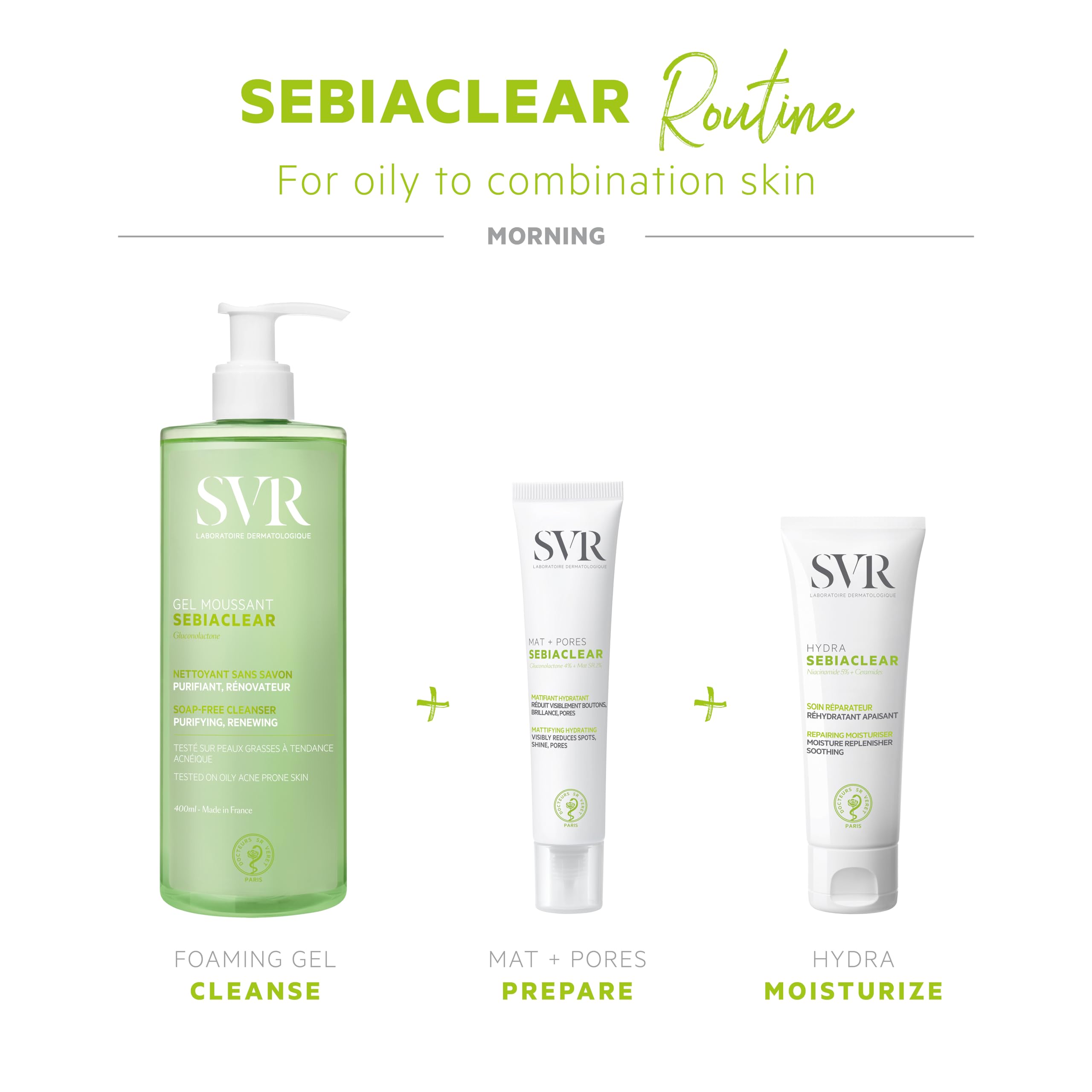 SVR Sebiaclear Moisturizing Face Cream texture-matte demonstrates a velvety, non-oily finish.