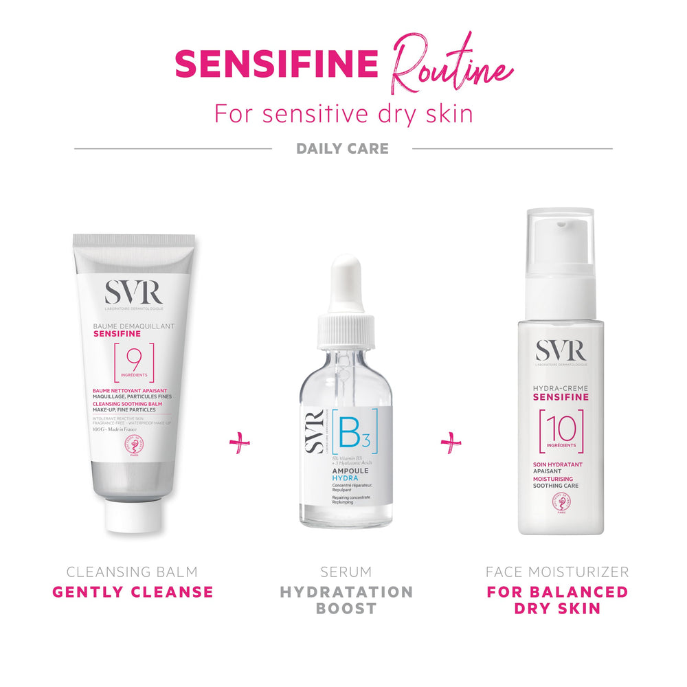 SVR Sensifine balm-to-oil texture demonstrates gentle makeup dissolving action.