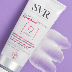 SVR Sensifine cleansing balm with water forms a milky emulsion for cleansing.