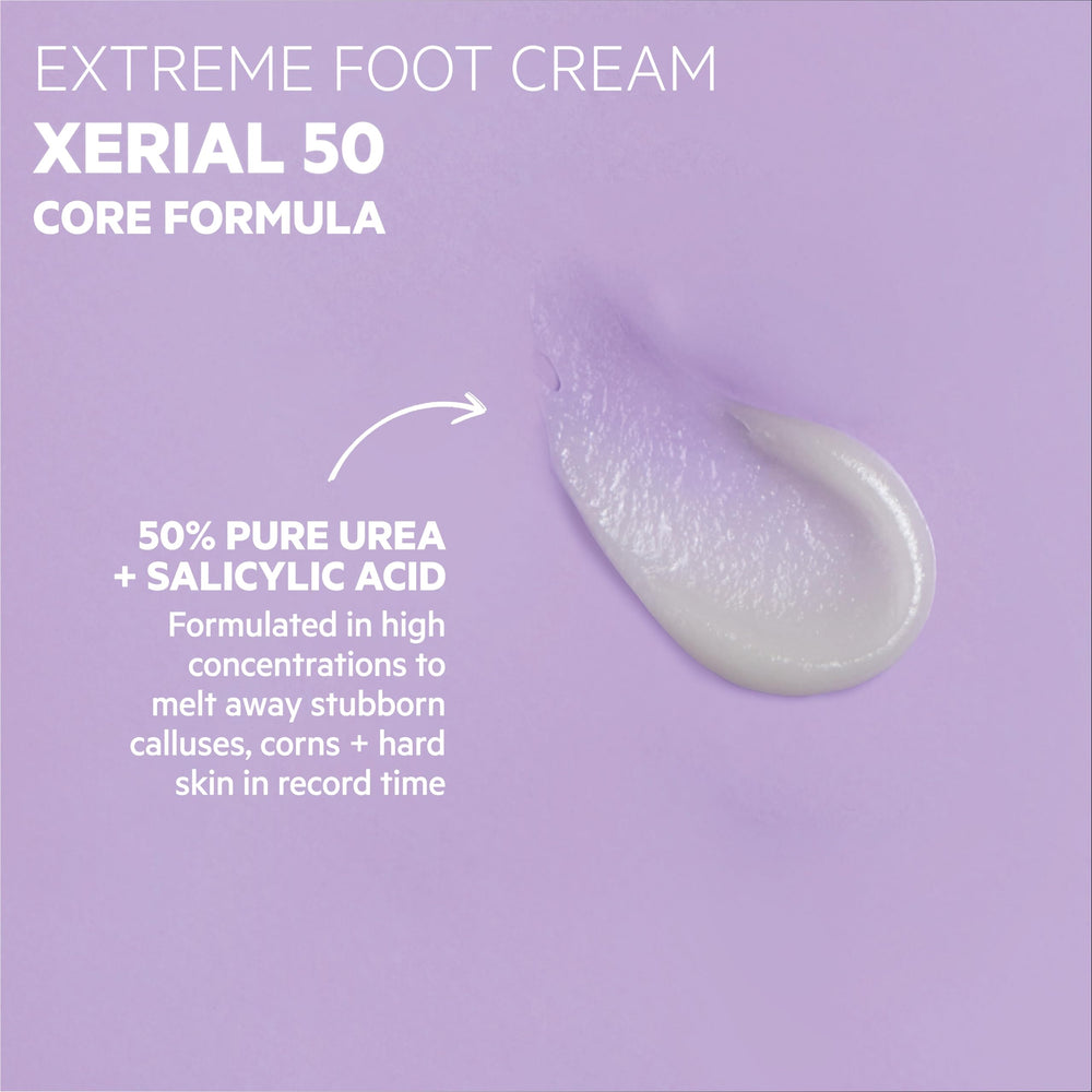 Applying SVR Xerial 50 Extreme Foot Gel on dry heel for smoother skin