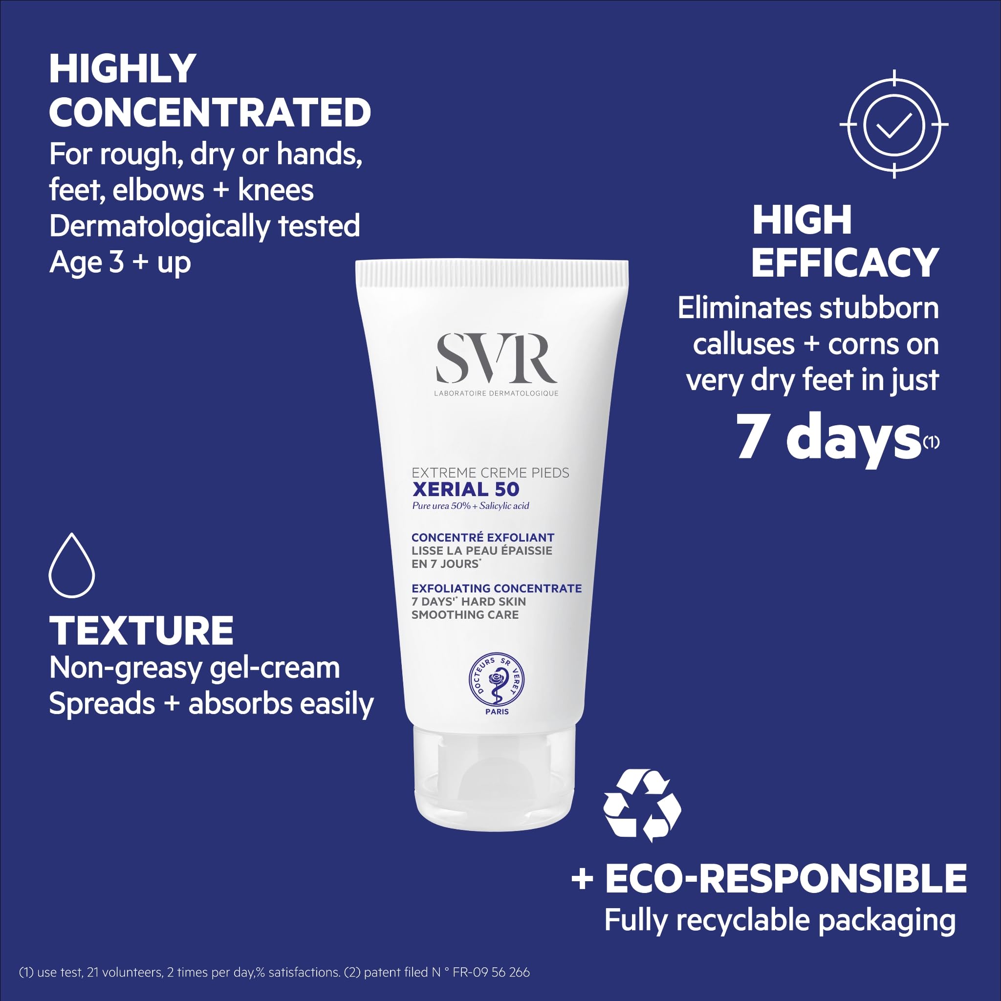 Foot being treated on very dry skin with SVR Xerial 50 Extreme