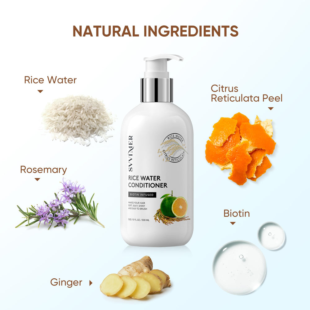 Svvimer bottle beside shower setup suggests daily-use conditioning.