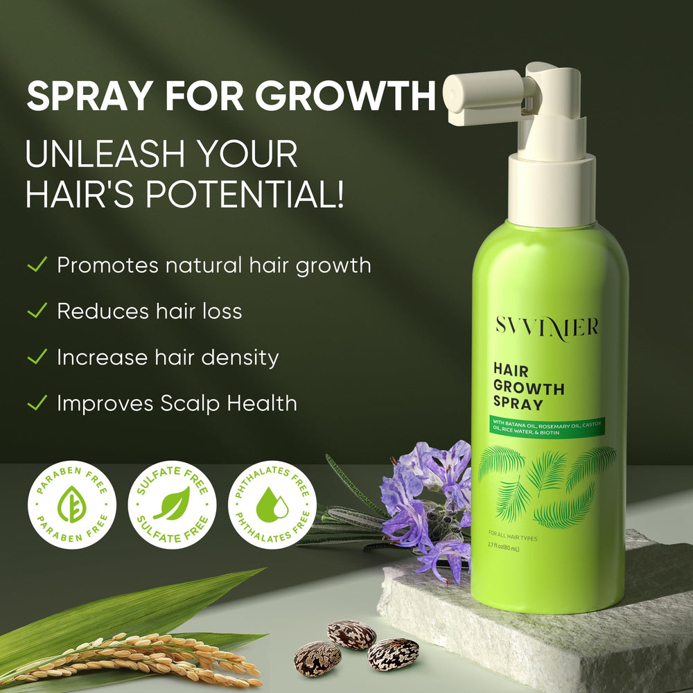 Svvimer serum spray being applied to scalp demonstrating quick absorption and lightweight nourishment.