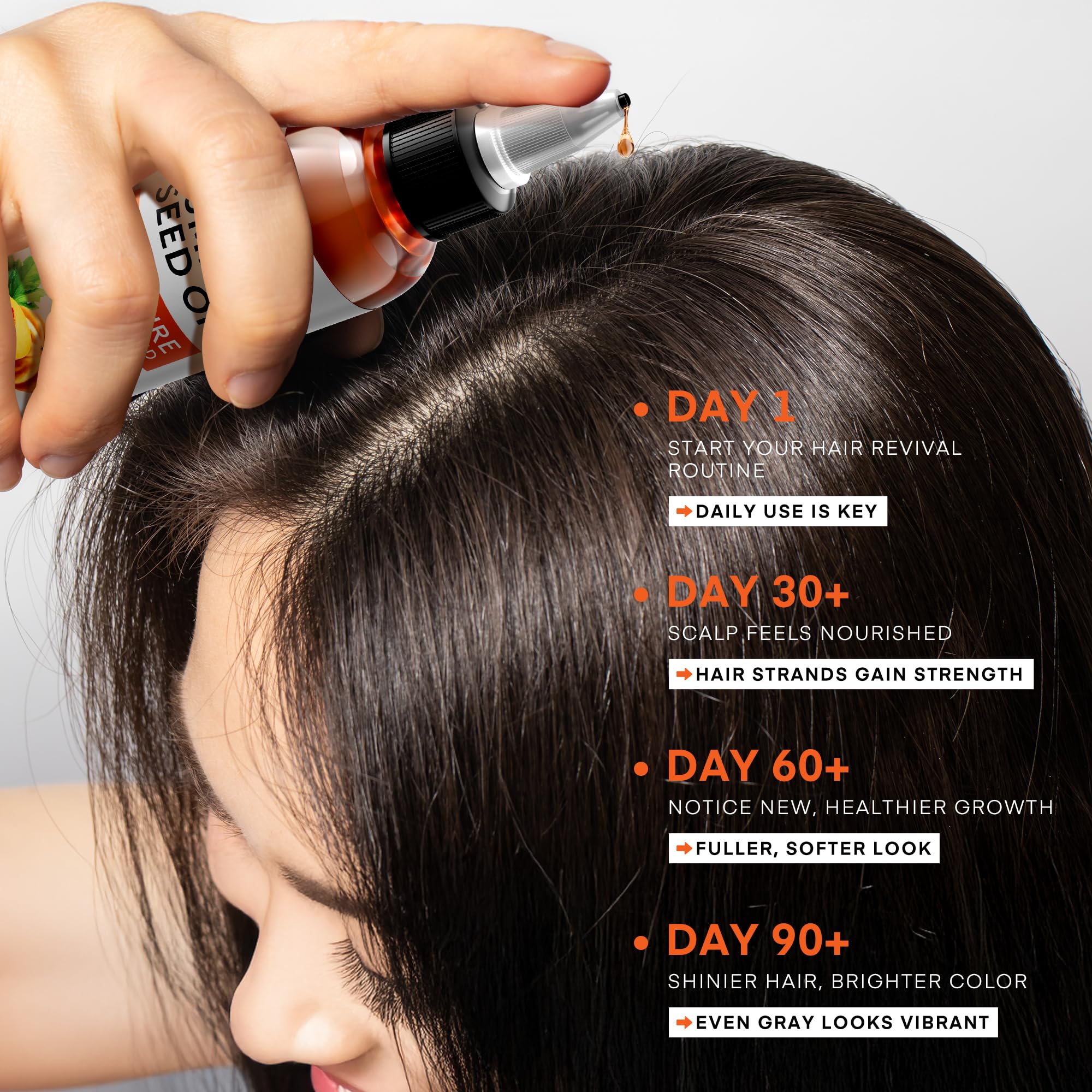 Svvimer pumpkin seed oil bottle in hand for easy scalp massage and daily hair care