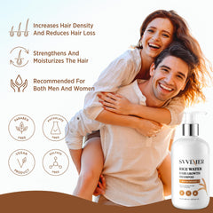 Svvimer rice water shampoo label closeup shows natural ingredients for scalp care