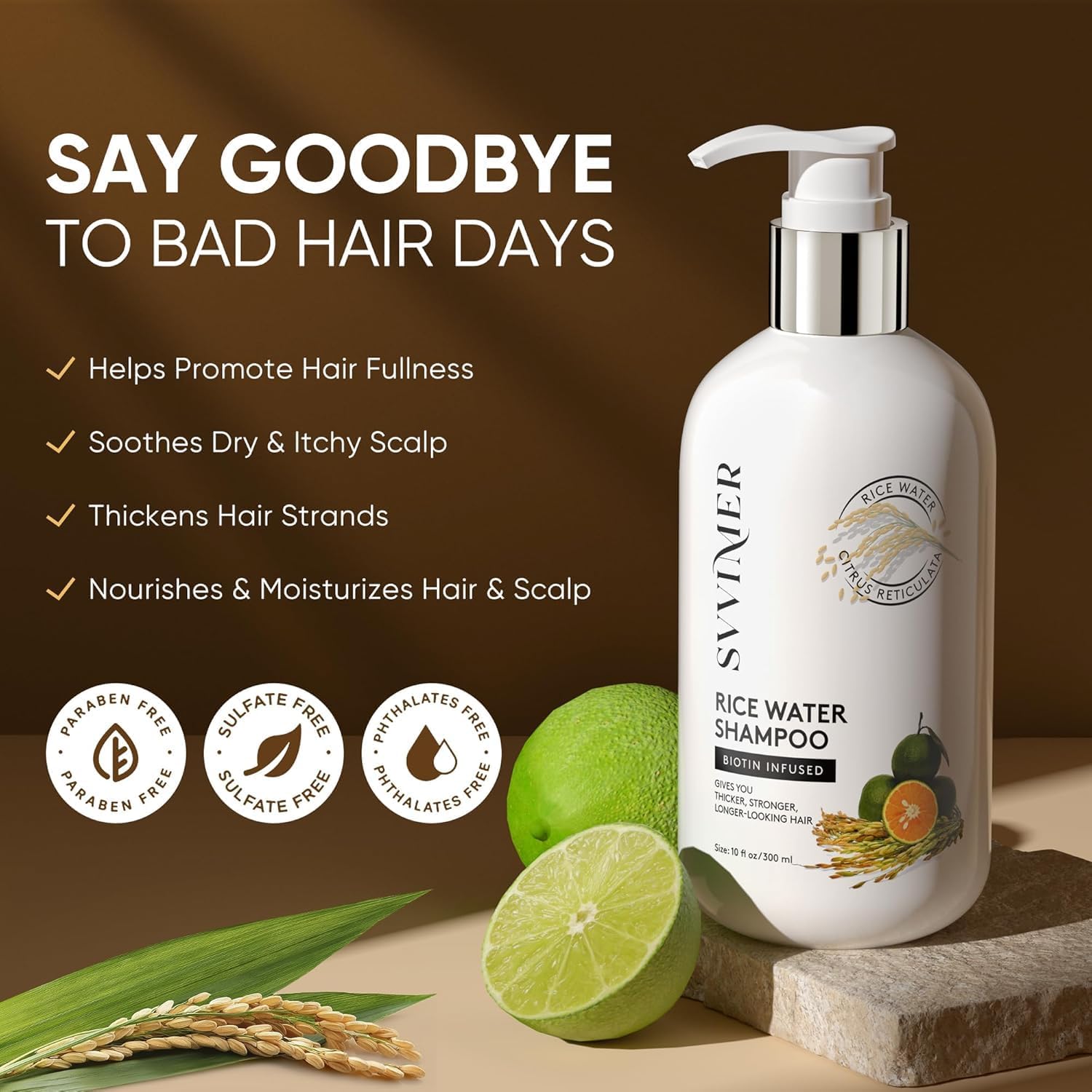 Svvimer rice water shampoo pour action showing easy dispensing