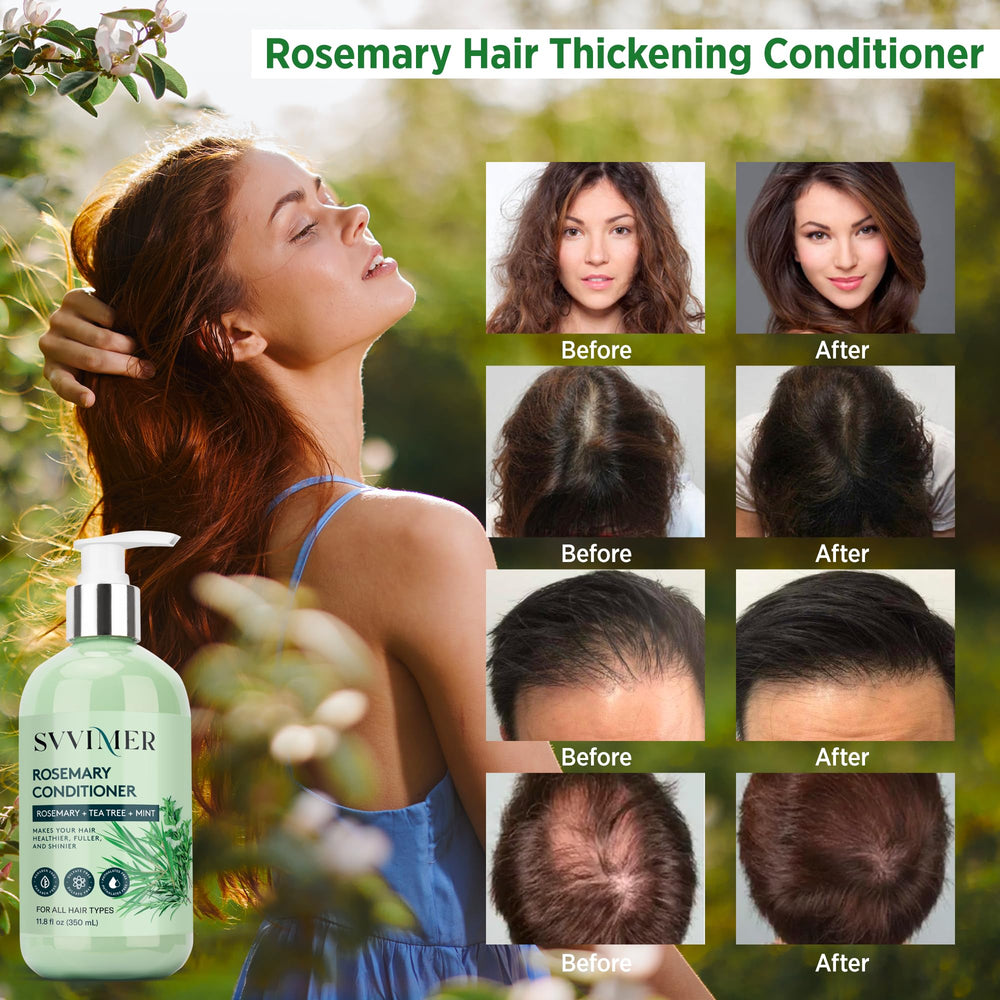 Svvimer rosemary conditioner ingredients closeup highlighting natural rosemary, tea tree, and mint.