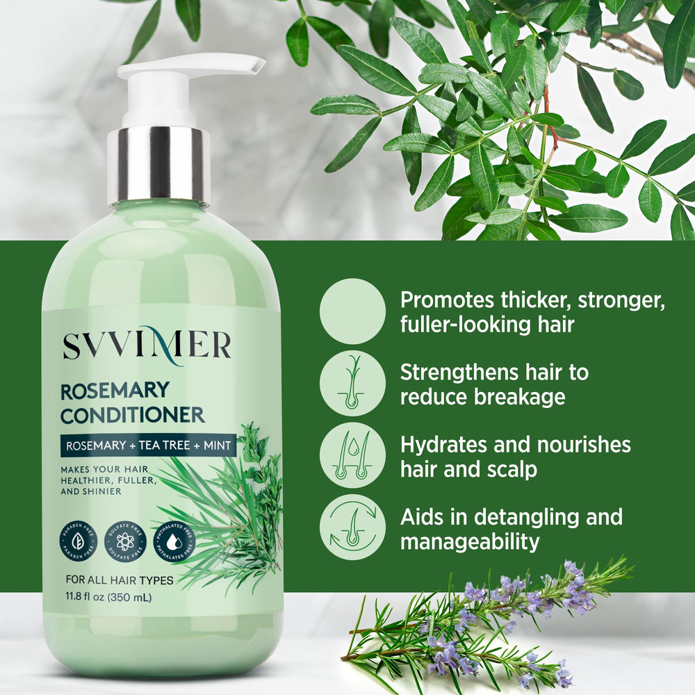 Svvimer rosemary tea tree mint infused conditioner shot for refreshing scalp care.