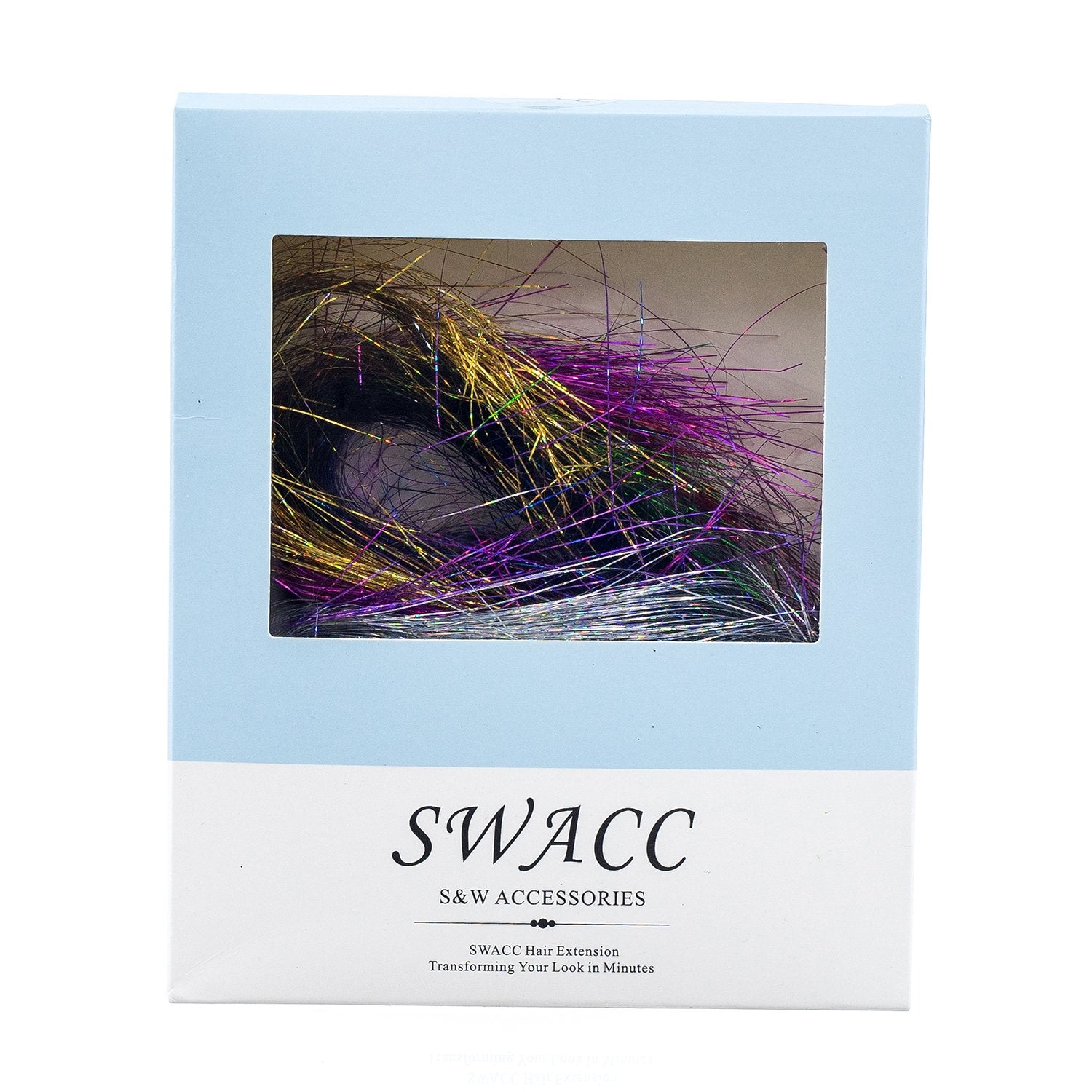 SWACC sparkling polyester fiber tinsel creates shiny strands that catch light in photos