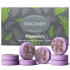 SWCANDY rosemary shower steamers packaging for gifting and relaxation.