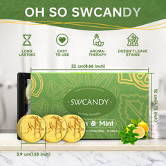 SWCANDY lemon mint steamers in shower scene providing refreshing aromatherapy