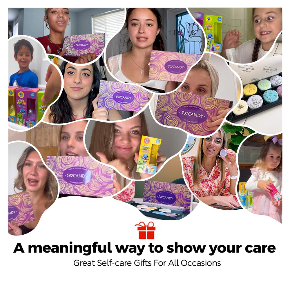 SWCANDY Shower Steamers showcased in a tidy package inviting gifting
