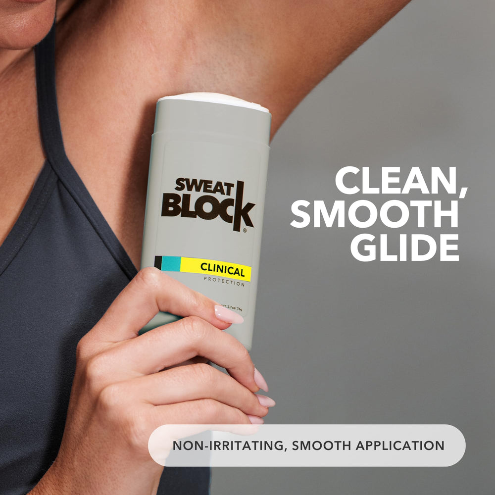 SweatBlock application at night concept for daytime dryness.