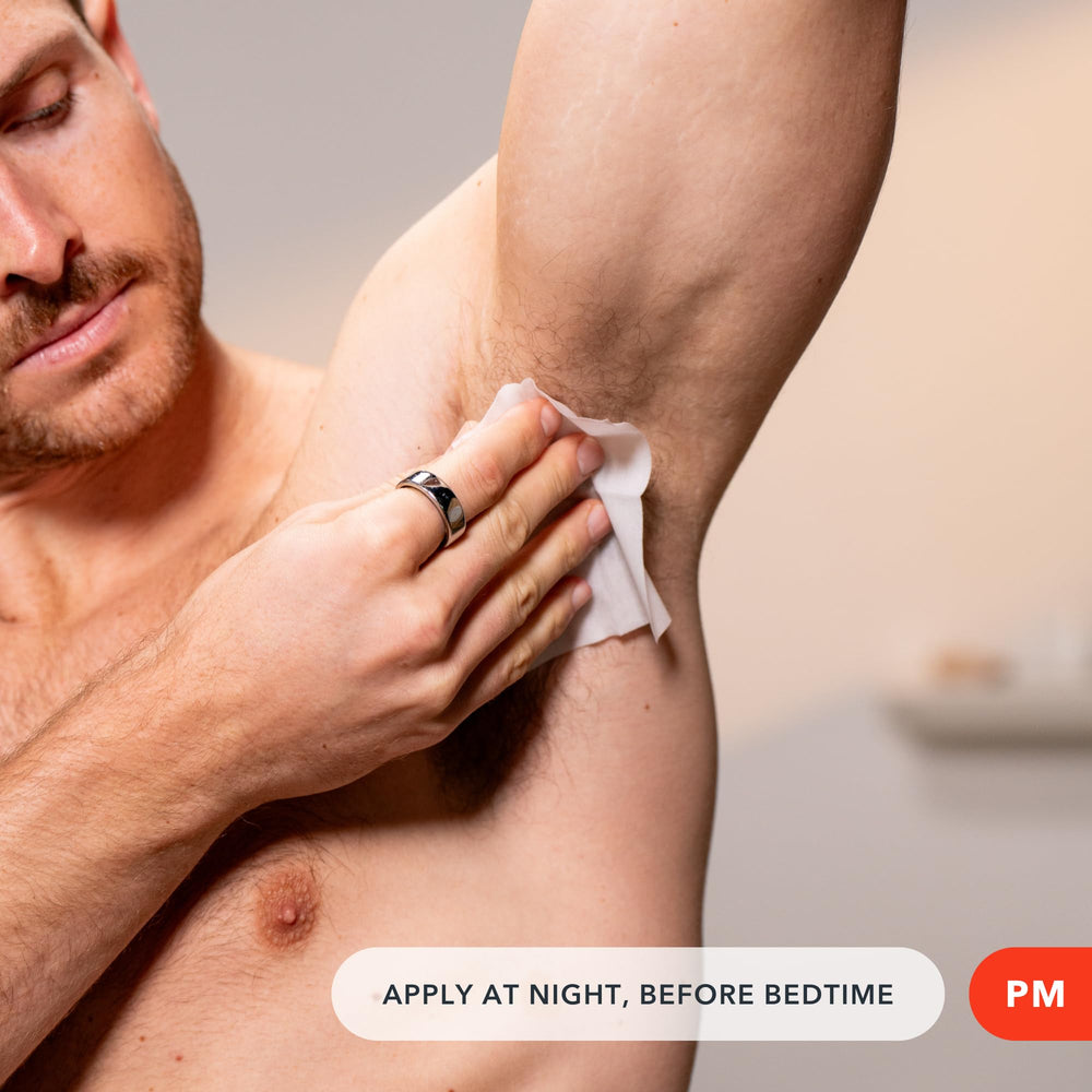 SweatBlock clinical-strength deodorant application demonstrates odor control and daily freshness.