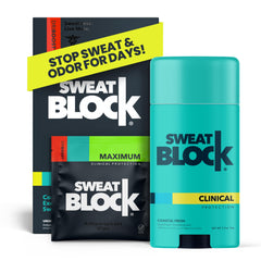 SweatBlock DRIBOOST wipes close-up showing strong sweat protection for dry, confident days.