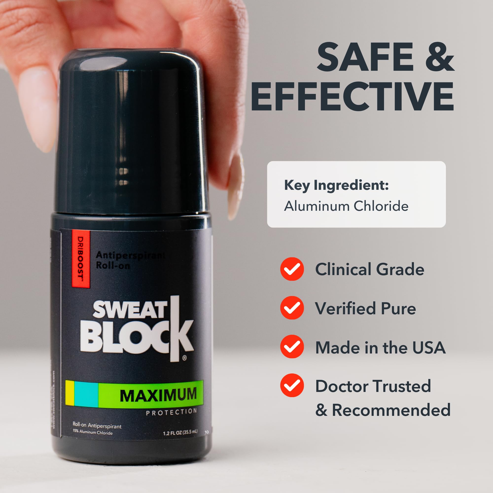 SweatBlock odor-control-coverage closeup emphasizes underarm freshness.