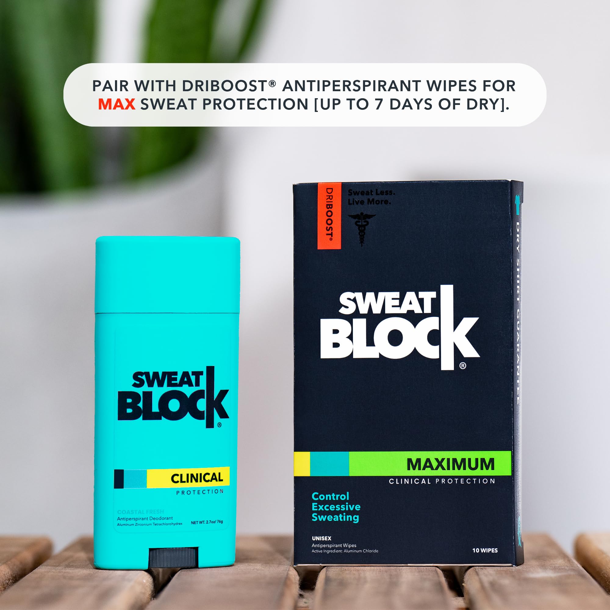 SweatBlock paraben-free cruelty-free deodorant emphasizes clean personal care.