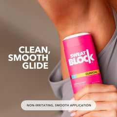 SweatBlock pure-safe ingredients banner, clean formula for sensitive skin.