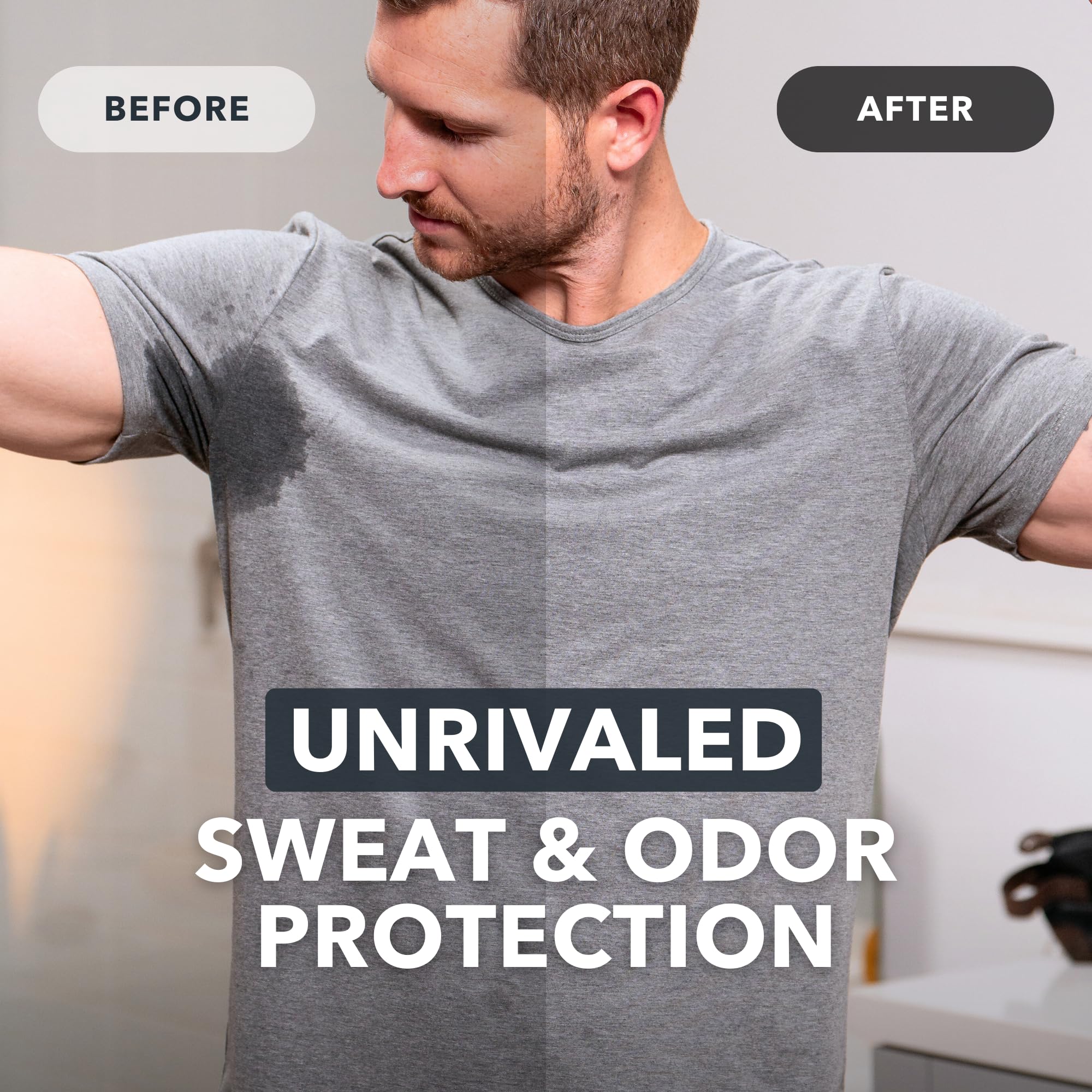 SweatBlock protection close-up demonstrates sweat defense coverage underarms.