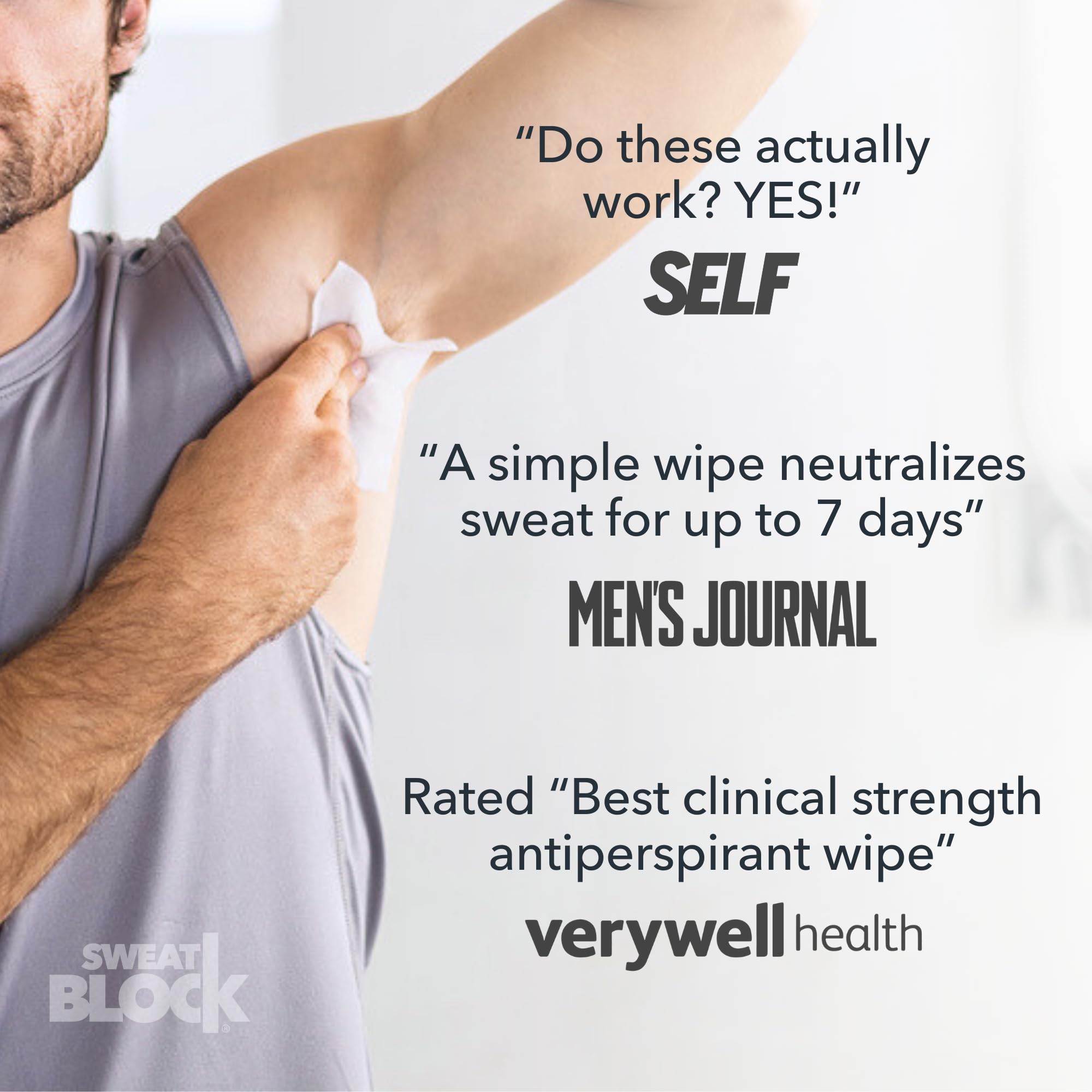 SweatBlock wipes high-sweat protection for stressful moments.